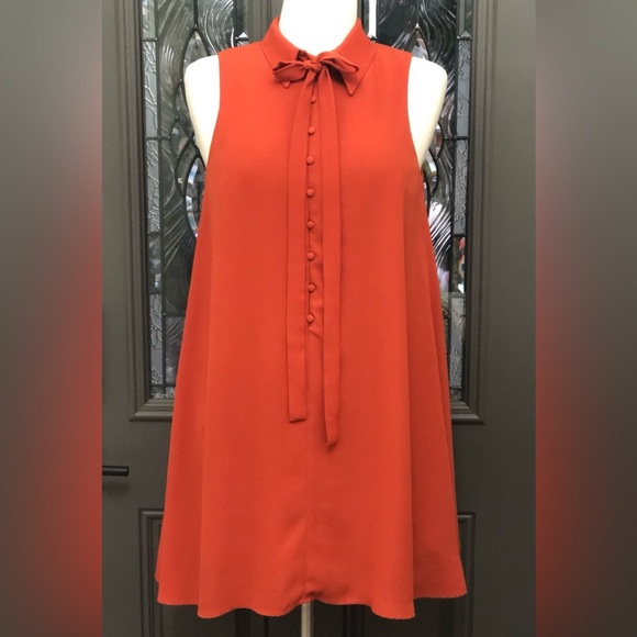 J.O.A. Los Angeles Tambourine Dream Rust Orange Swing Trapeze Dress - Picture 2 of 9